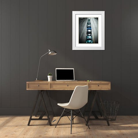 Vintage Cars,Havana Fantasy White Modern Wood Framed Art Print with Double Matting by Yosifov, Svetlin