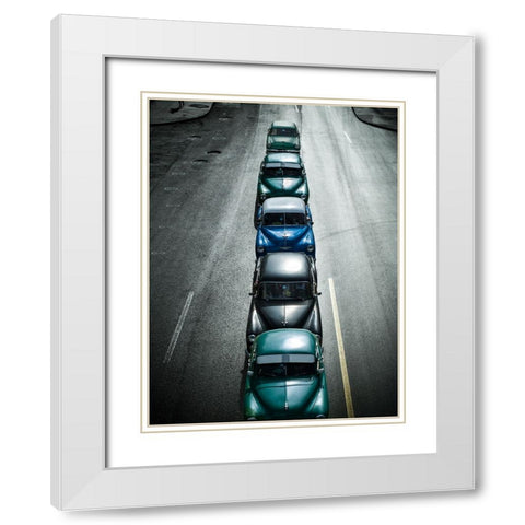 Vintage Cars,Havana Fantasy White Modern Wood Framed Art Print with Double Matting by Yosifov, Svetlin