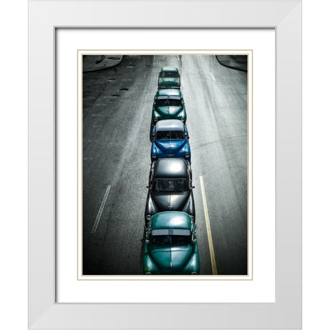 Vintage Cars,Havana Fantasy White Modern Wood Framed Art Print with Double Matting by Yosifov, Svetlin