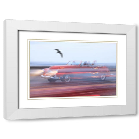 Moving Street Car..!!! White Modern Wood Framed Art Print with Double Matting by Yosifov, Svetlin