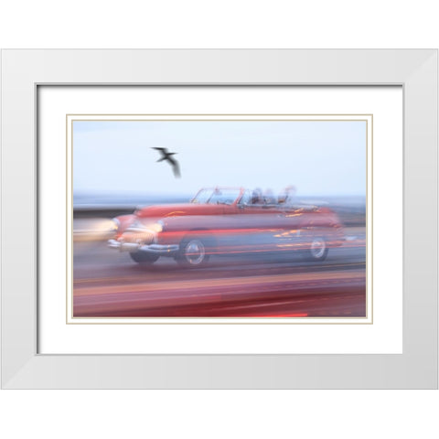 Moving Street Car..!!! White Modern Wood Framed Art Print with Double Matting by Yosifov, Svetlin