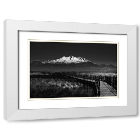 Road To Mountain White Modern Wood Framed Art Print with Double Matting by Adnan Kalkan, Arda