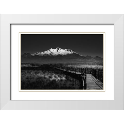Road To Mountain White Modern Wood Framed Art Print with Double Matting by Adnan Kalkan, Arda