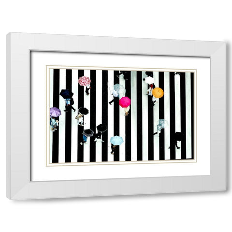 Crossing White Modern Wood Framed Art Print with Double Matting by Nishikura, Makoto