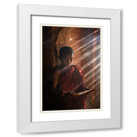 Novice White Modern Wood Framed Art Print with Double Matting by Eichelberg, Amnon