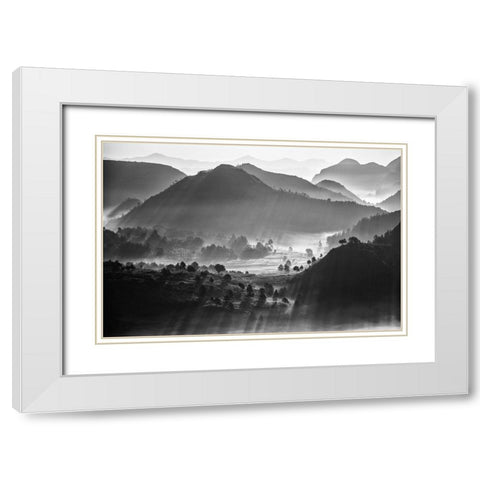 Misty Sea Of Clouds White Modern Wood Framed Art Print with Double Matting by Chengzhou, Zhou