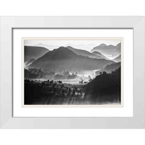 Misty Sea Of Clouds White Modern Wood Framed Art Print with Double Matting by Chengzhou, Zhou
