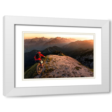 Riding Ridge Singletrack White Modern Wood Framed Art Print with Double Matting by Bertoncelj, Sandi