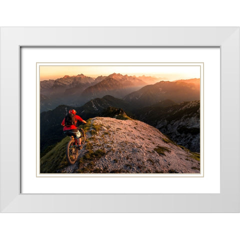 Riding Ridge Singletrack White Modern Wood Framed Art Print with Double Matting by Bertoncelj, Sandi