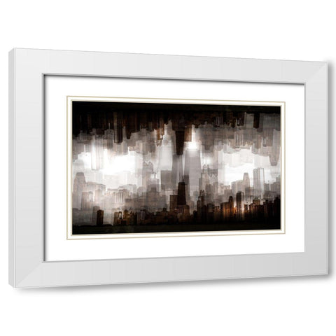 Chicago Skyline White Modern Wood Framed Art Print with Double Matting by Chiriaco, Carmine