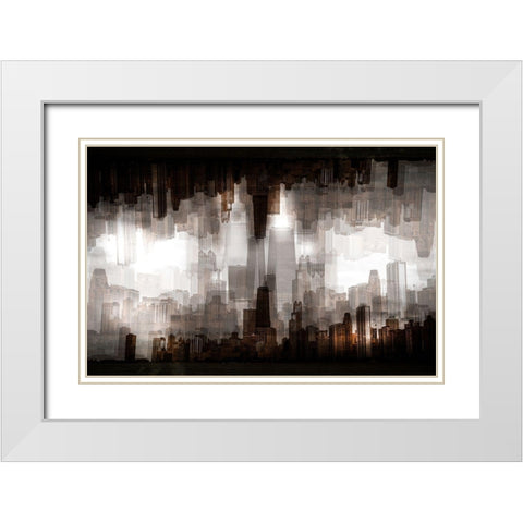 Chicago Skyline White Modern Wood Framed Art Print with Double Matting by Chiriaco, Carmine