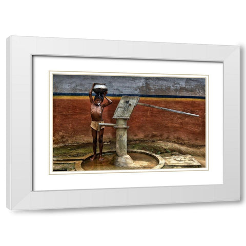Struggle For Water White Modern Wood Framed Art Print with Double Matting by Das, Avishek