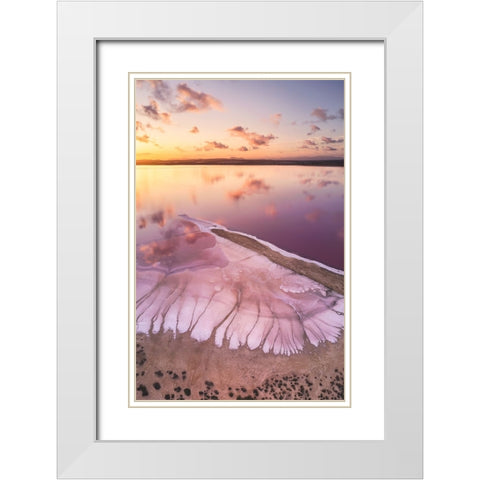 Pink Lake White Modern Wood Framed Art Print with Double Matting by Carrillo Lopez, Antonio