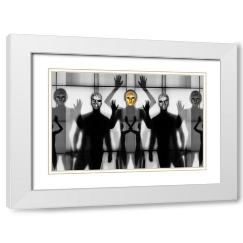 Body Language 64 White Modern Wood Framed Art Print with Double Matting by Shrayer, Igor