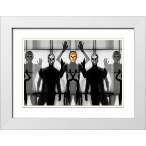 Body Language 64 White Modern Wood Framed Art Print with Double Matting by Shrayer, Igor