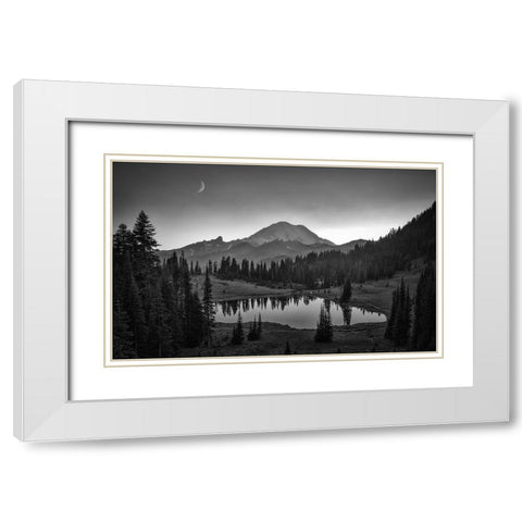 Mt. Rainier White Modern Wood Framed Art Print with Double Matting by Zheng, Michael