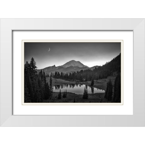 Mt. Rainier White Modern Wood Framed Art Print with Double Matting by Zheng, Michael