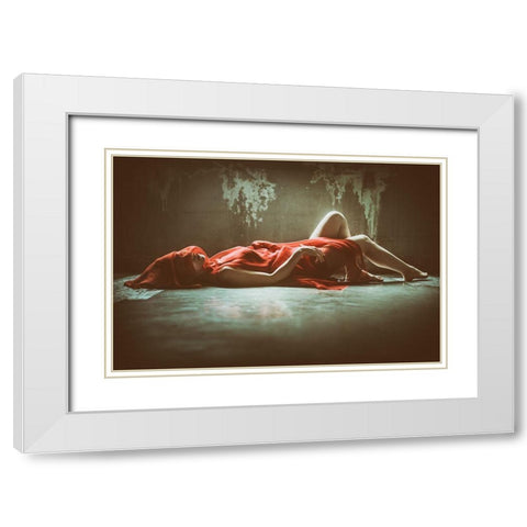 Sensual White Modern Wood Framed Art Print with Double Matting by Kiyota, Daisuke