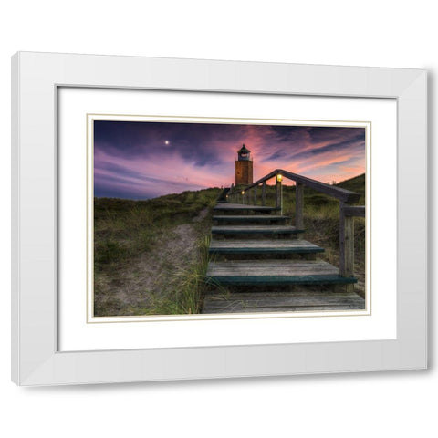 Way To Lighthouse White Modern Wood Framed Art Print with Double Matting by Siegel, Thomas