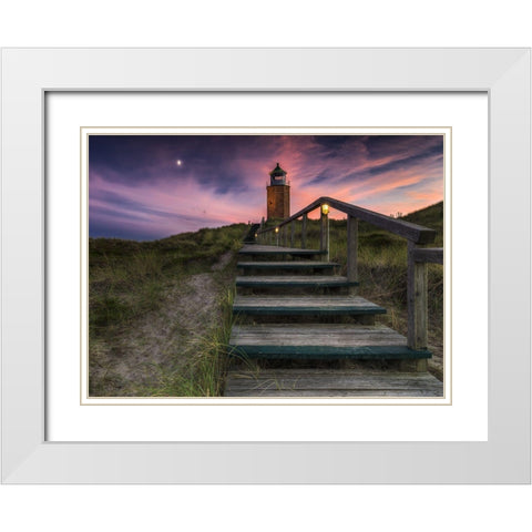 Way To Lighthouse White Modern Wood Framed Art Print with Double Matting by Siegel, Thomas