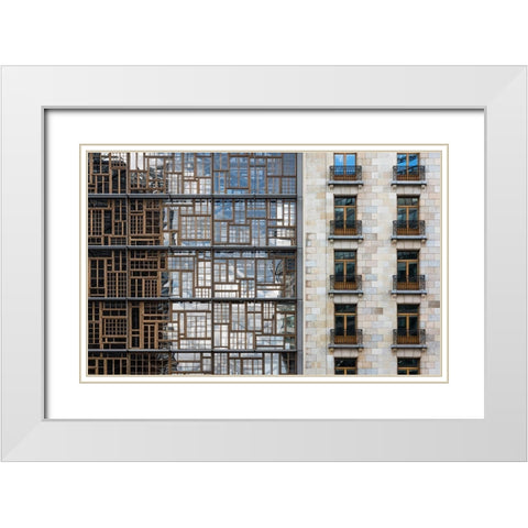 Window Mosaic White Modern Wood Framed Art Print with Double Matting by Van Son, Greetje