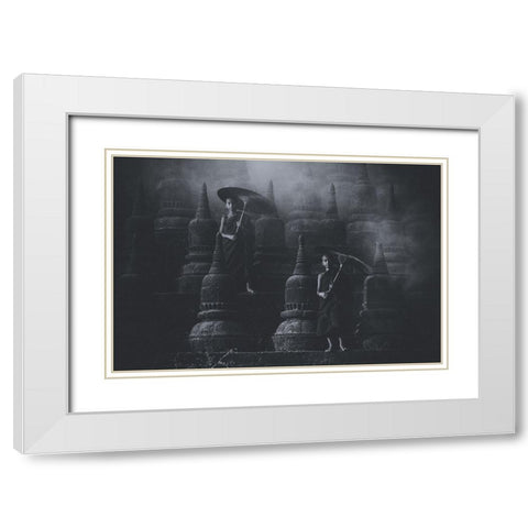 No.34 White Modern Wood Framed Art Print with Double Matting by M, Adirek