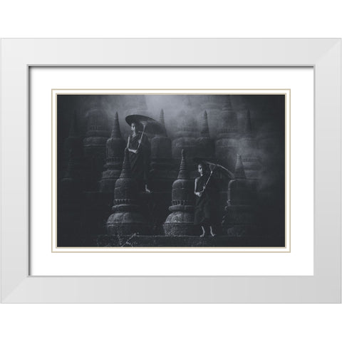 No.34 White Modern Wood Framed Art Print with Double Matting by M, Adirek