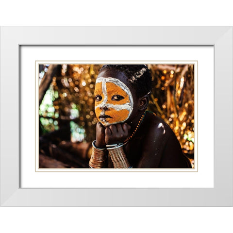 Suri Boy White Modern Wood Framed Art Print with Double Matting by Vidak, Vedran