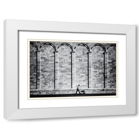 La Carriola White Modern Wood Framed Art Print with Double Matting by Della Latta, Massimo