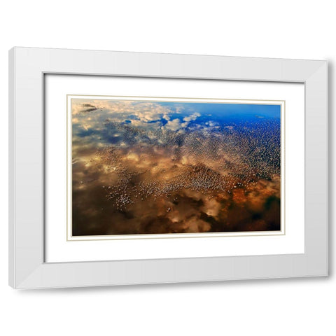 Flamingos Over The Clouds White Modern Wood Framed Art Print with Double Matting by Chang, Phillip