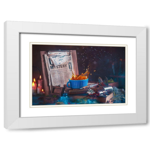 Mystery Tea White Modern Wood Framed Art Print with Double Matting by Belenko, Dina