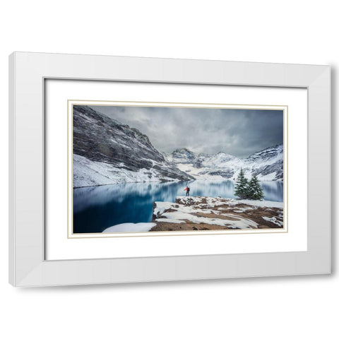 The Mountains And Me White Modern Wood Framed Art Print with Double Matting by Zheng, Michael