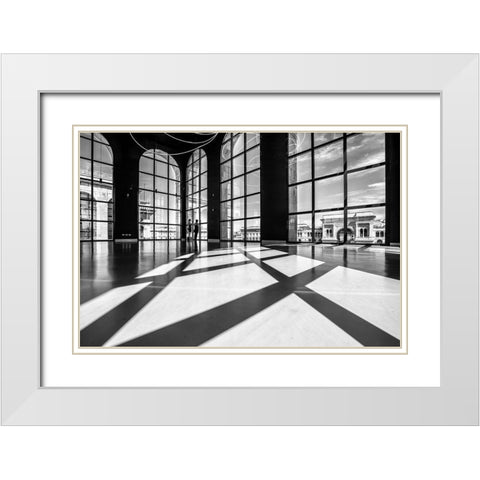 Lights And Shadows White Modern Wood Framed Art Print with Double Matting by Tagliarino, Marco