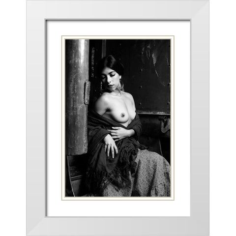 Mexican Beauty White Modern Wood Framed Art Print with Double Matting by Cesar Sanchez, Julio