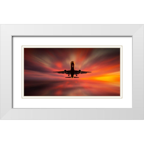Colorful Landing. White Modern Wood Framed Art Print with Double Matting by Londal, Leif