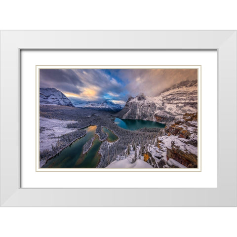 Lake Ohara White Modern Wood Framed Art Print with Double Matting by Zheng, Michael