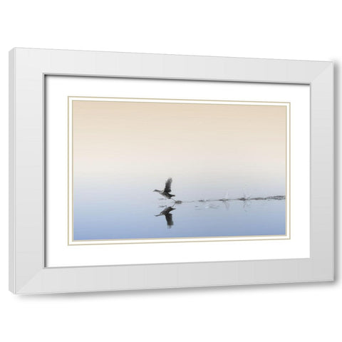 Untitled White Modern Wood Framed Art Print with Double Matting by Or, Keren