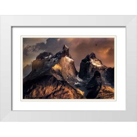 The Horns At Sunrise White Modern Wood Framed Art Print with Double Matting by Chen, Vincent