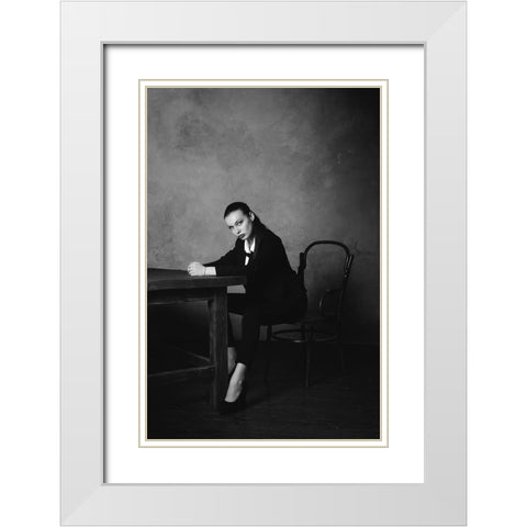 Untitled White Modern Wood Framed Art Print with Double Matting by Semenihina, Yuliya