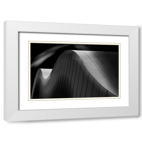 Smooth Lines White Modern Wood Framed Art Print with Double Matting by Van Son, Greetje