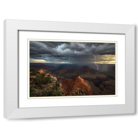 Mohave Point Thunderstorm White Modern Wood Framed Art Print with Double Matting by W Dodson, John