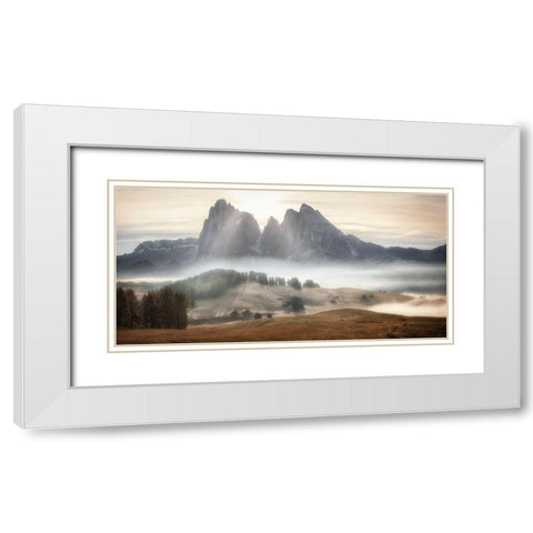 Misty Mountains White Modern Wood Framed Art Print with Double Matting by Huang, Stan