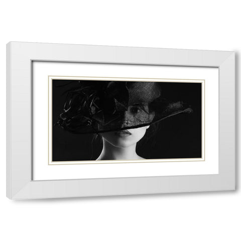 The Girl In The Hat White Modern Wood Framed Art Print with Double Matting by Belokonov, Boris