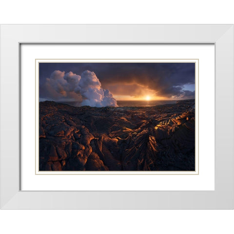 Lava Fields White Modern Wood Framed Art Print with Double Matting by Cia, Inigo