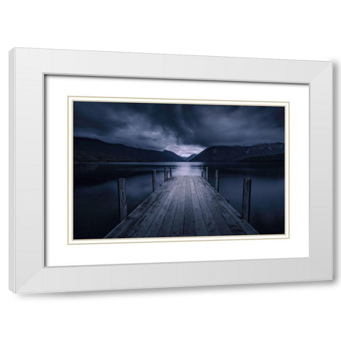 Storm Coming White Modern Wood Framed Art Print with Double Matting by Zhu, Jingshu