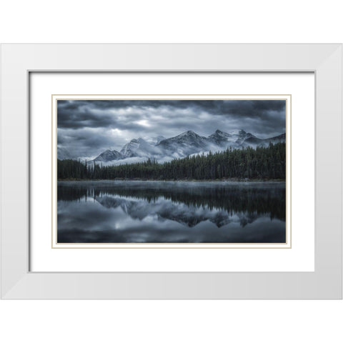 Cold Mountains White Modern Wood Framed Art Print with Double Matting by Zheng, Michael