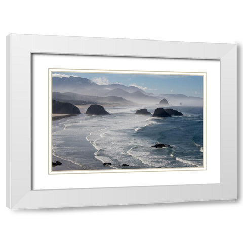 Morning View From Ecola Point White Modern Wood Framed Art Print with Double Matting by Mulder, Robbert