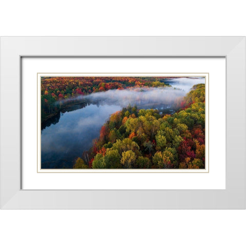 Autumn Symphony Ii White Modern Wood Framed Art Print with Double Matting by Fan, John
