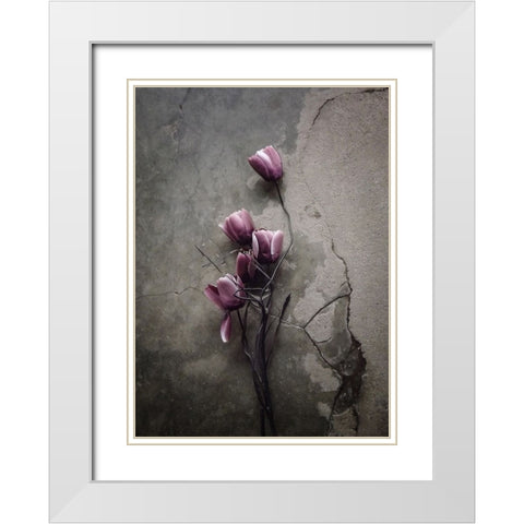 The Tulip White Modern Wood Framed Art Print with Double Matting by Lagaa, Kahar