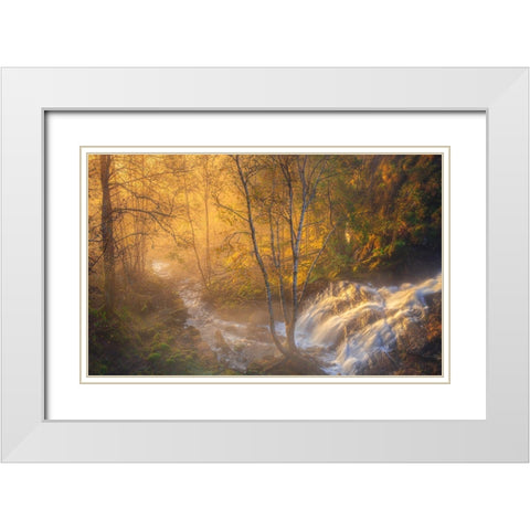 First Light White Modern Wood Framed Art Print with Double Matting by Askeland, Rune